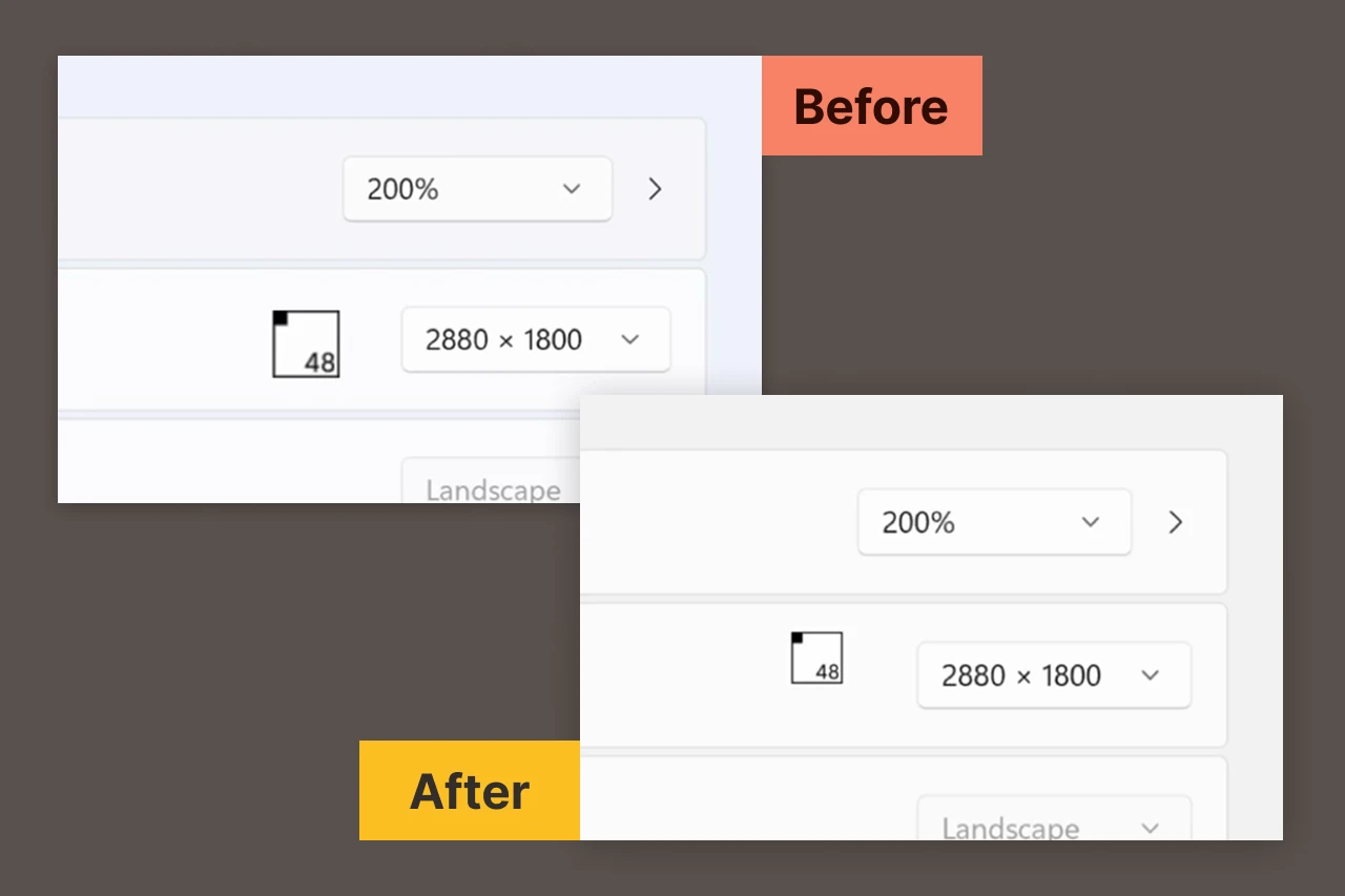 Screenshot showing a blurry mouse cursor on a high-DPI Windows configuration vs a more sharpened cursor